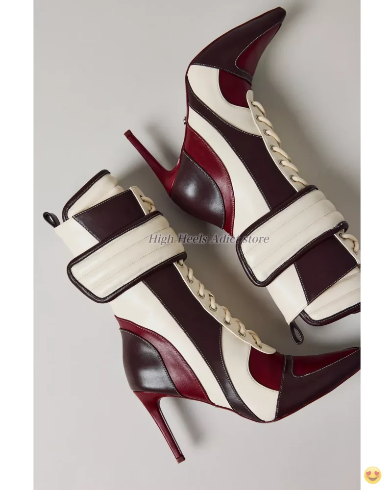 

Женские мотоботы разных цветов с острым носком на шнуровке, кожаные ботинки с острым носком, хорошее качество, ботильоны на молнии, роскошная дизайнерская обувь для вечеринок