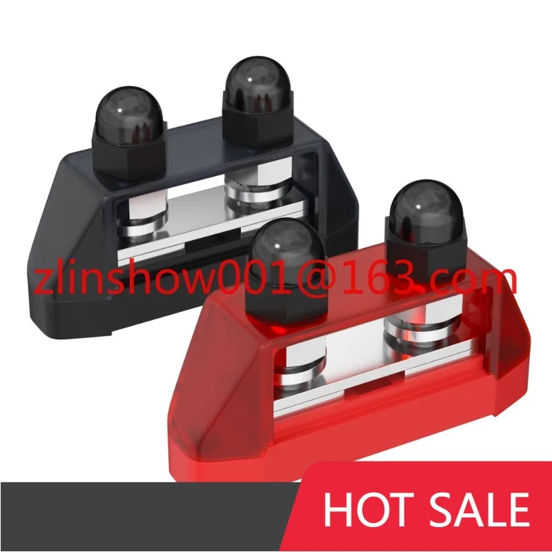 

2-сторонняя шина для тяжелых условий эксплуатации, шпильки 2x3/8 дюйма (M10) Распределительный блок 250 А Макс. шина переменного тока 300 В постоянного тока 48 В с крышкой для автомобильного автомобиля