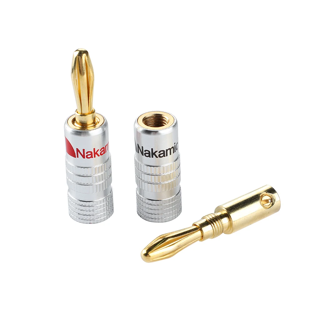 AIYIMA Banana Plugs8 pcs 24K مطلية بالذهب النحاس 4MM فانوس نوع الرأس موصلات لمكبر الصوت ومكبرات الصوت وجهاز الاستقبال