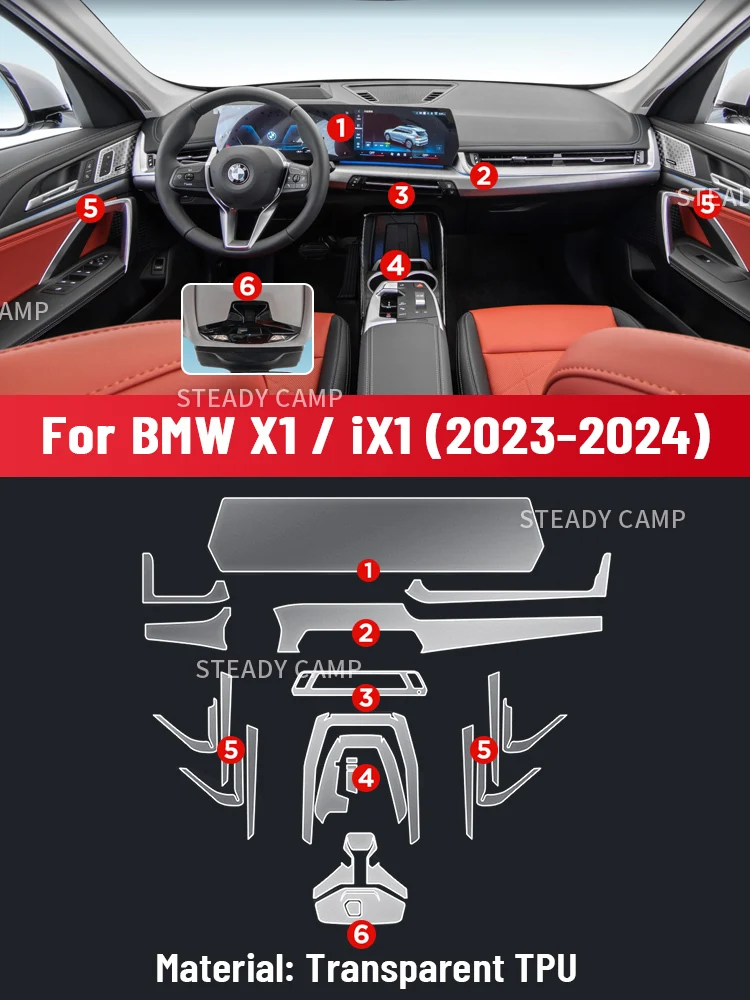 Anti-scratch Car Interior Center Console Media Dashboard Navigation TPU Protector Film For BMW X1 iX1 U11 U12 2023 2024 Sticker