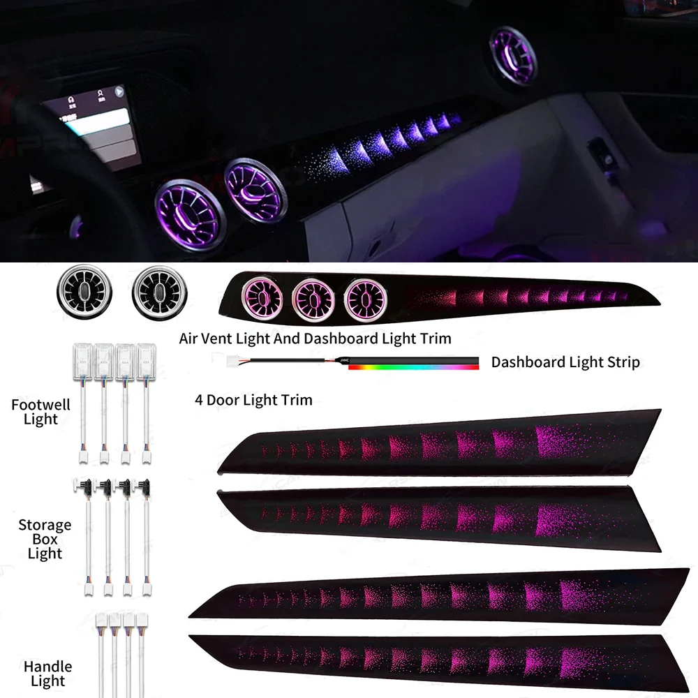 

Комплект обновления окружающего освещения W204 для Mercedes-Benz C Class 2010-2014 гг., внутренняя светодиодная отделка, аксессуары для вентиляционных отверстий