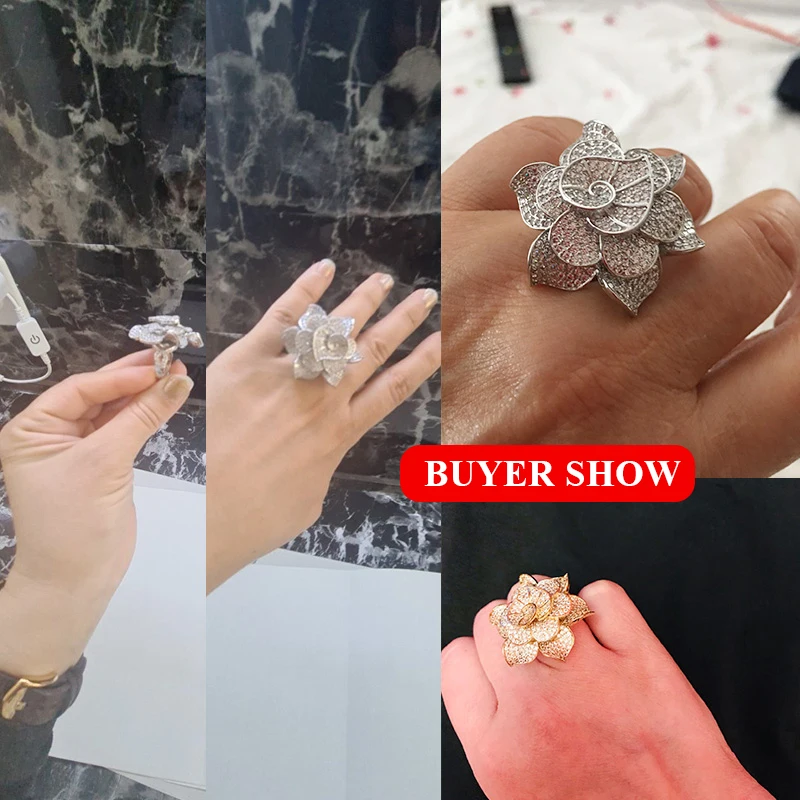 ThreeGraces New Fashion Silver Color Engagement Ring Creative Exaggeration Flower Vintage Party Jewelry Gifts for Women R309