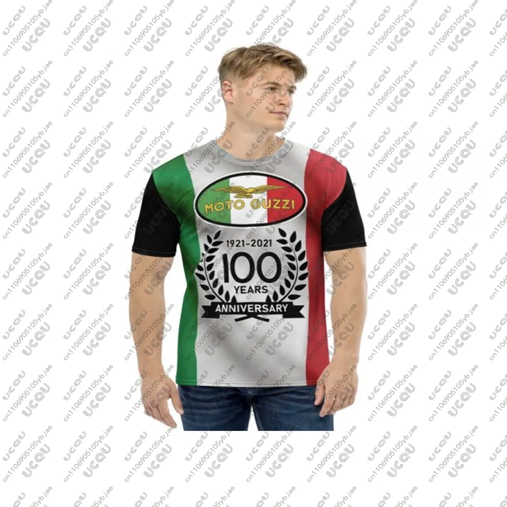 

Мужская повседневная спортивная футболка для мотогонок, футболка с изображением орла Calavera, полностью итальянская футболка Moto Guzzi к 100-летию, футболка