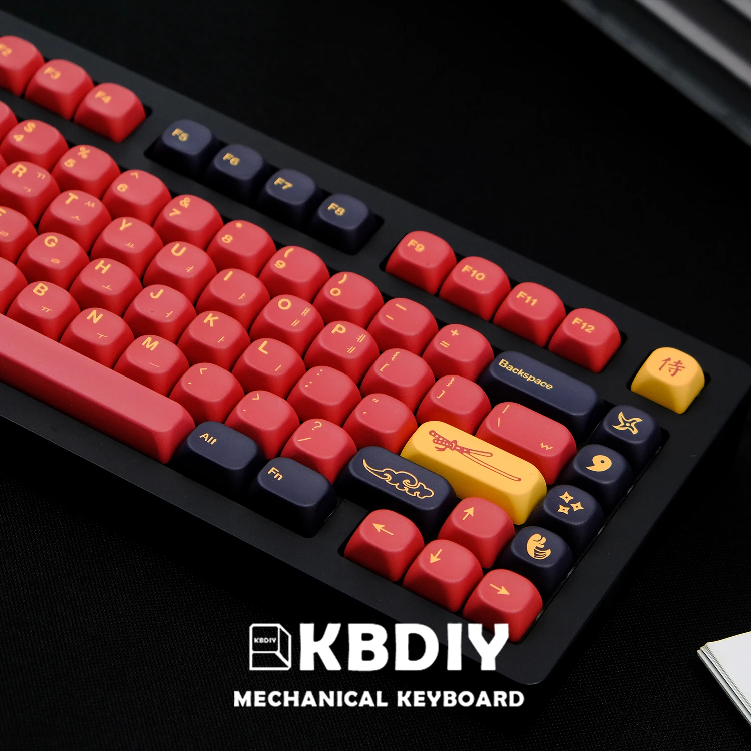 130 Keys/Set KOA Profile PBT GMK Red Samurai Keycap for Mechanical Keyboard Game for MX Switch Keys Caps for GMK67 75 61 68 980