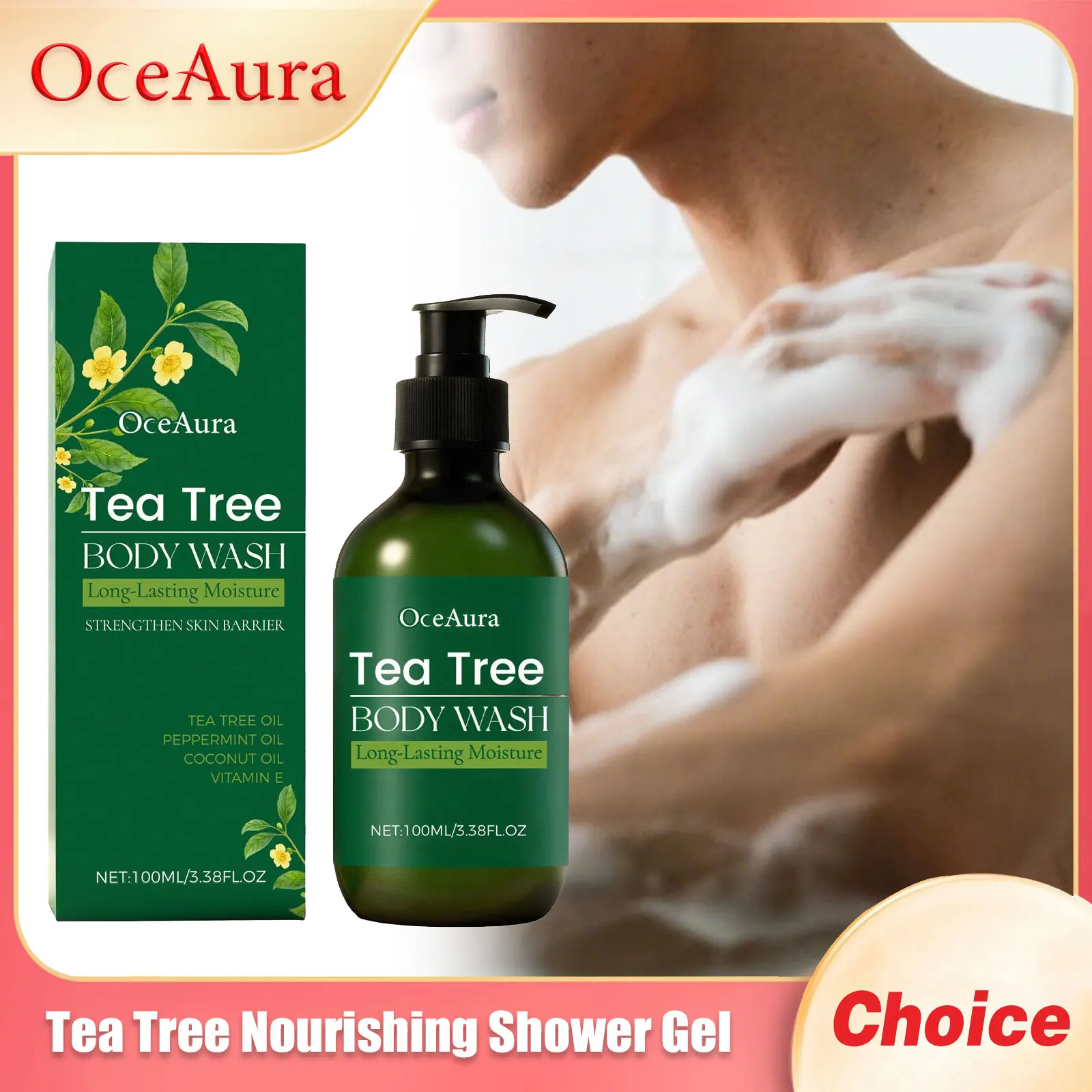 

OCEAURA Tea Tree Nourish Shower Gel Clean Dirt Lasting Fragrance Oil Control Exfoliate Relieve Dryness Body Soothing Shower Gel
