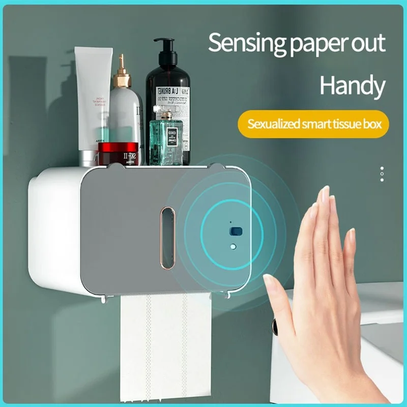 Wall Mount Tissue Holder Toilet Paper Rack Bathroom Kitchen Induction Automatic Smart Tissue Box Punch-Free Home Storage Rack