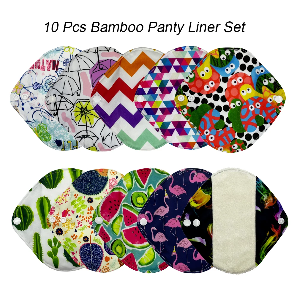 10 Piezas de Toallas Sanitarias Reutilizables de Fibra de Bambú de 17 cm, Toallas Menstruales Lavables, Suaves y Transpirables, Protectores Diarios para Mujeres
