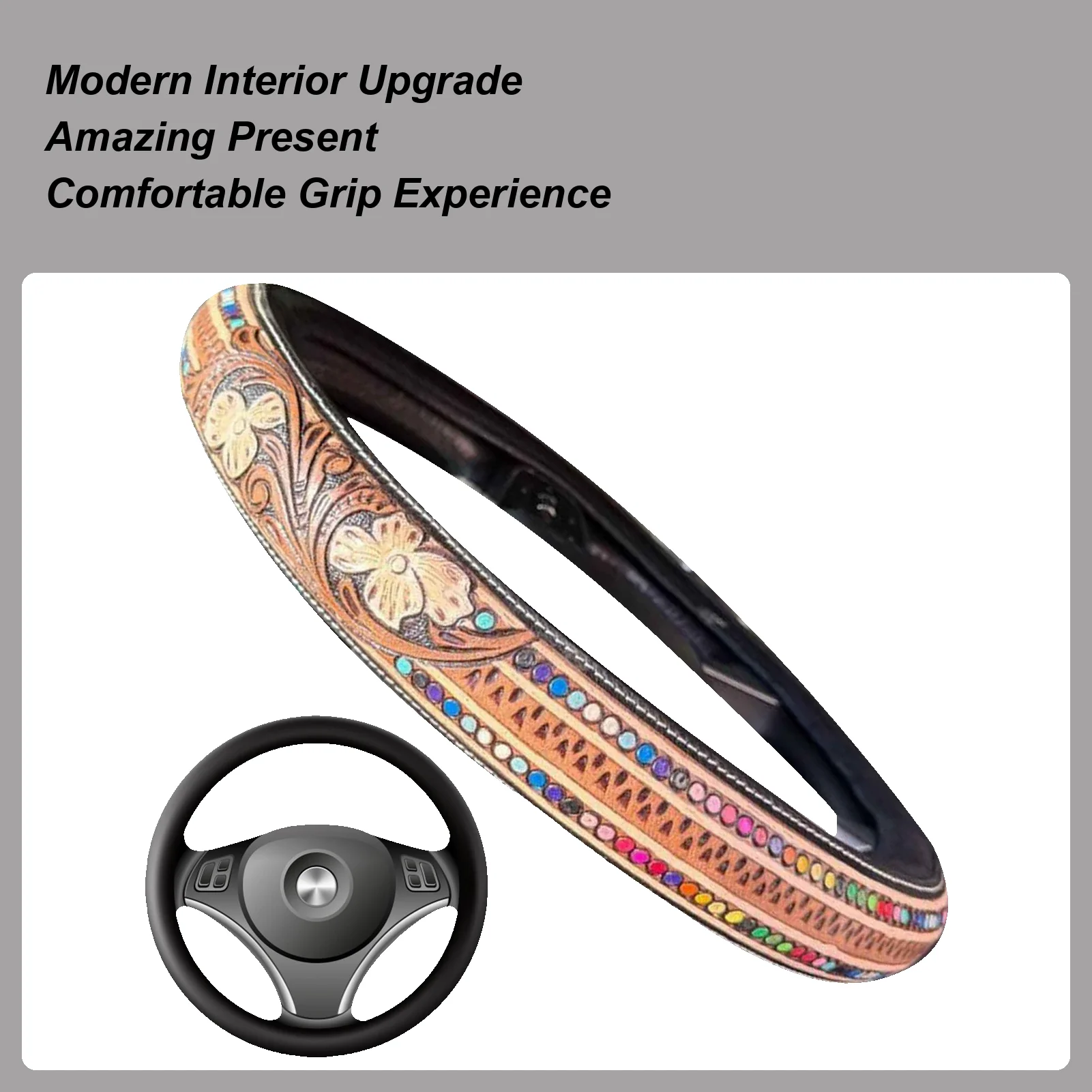 

Steering Wheel Cover Cowboy Decor For Truck Interior Wear-Resistant Breathable Steering Wheel Cover For Car Truck SUV Sedan Van