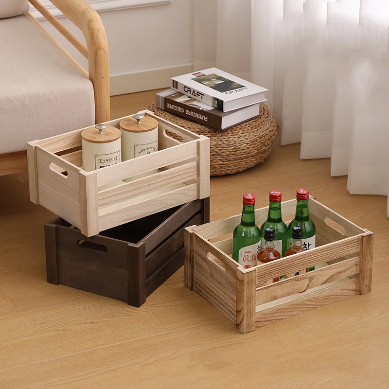 1pcs Wooden Storage Box Solid Wood Multi-Purpose Container For Sundries Cosmetics Home Office Laundry Organizer Eco-Friendly