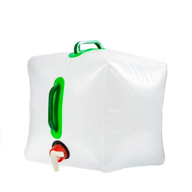 W001 Outdoor pvc 20 liter water bag camping foldable water container with faucet