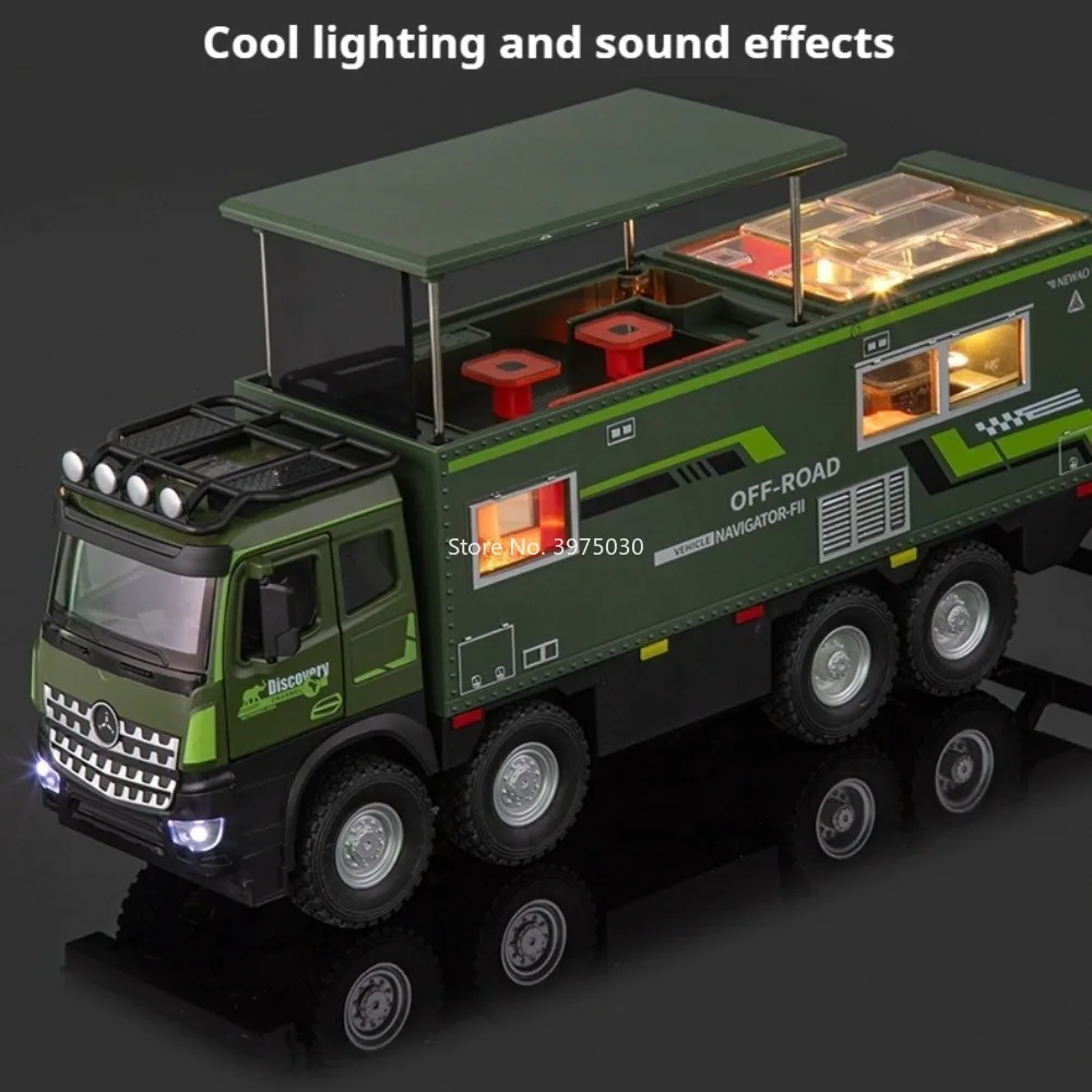 1:18 Scale Nomadism Models Alloy Cars Diecast Toys with Light Music Miniature Motorhome Pull Back Vehicles for Collect Souvenirs