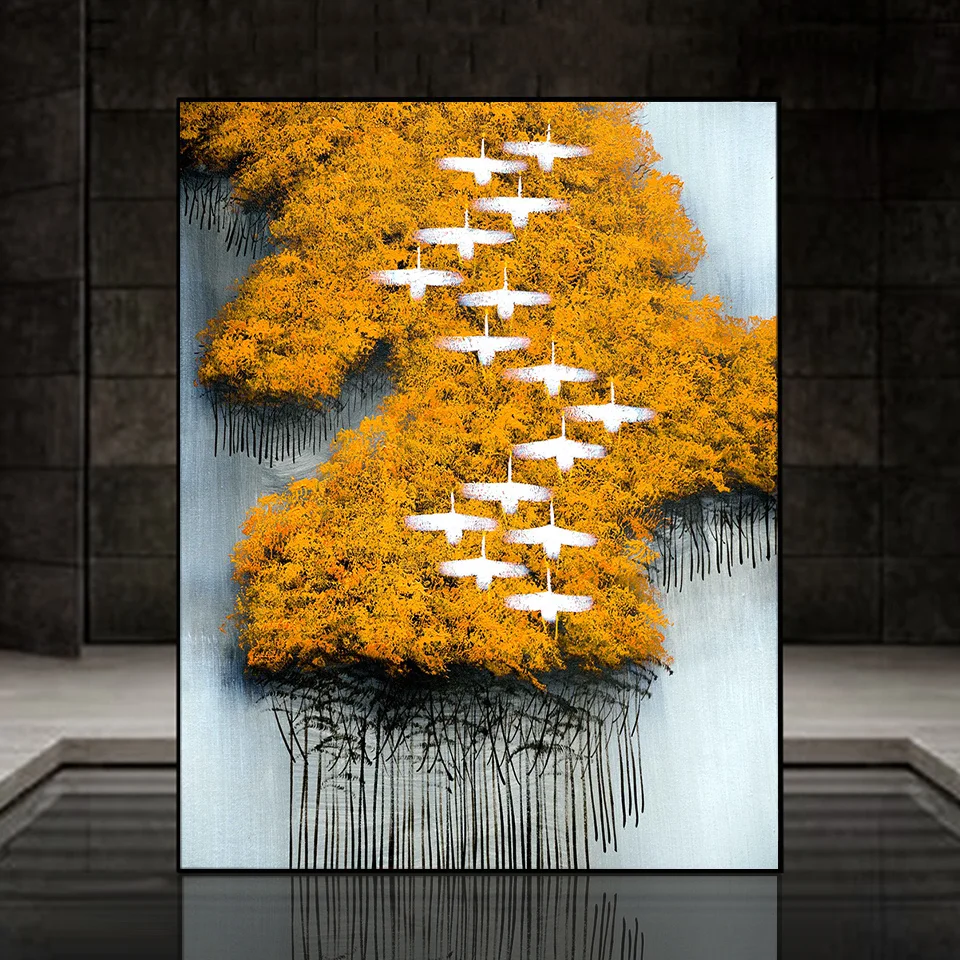 Wild Goose Diamond Painting 5D Diy Gold Metasequoia Glyptostroboides Forest Diamond Art Kit Scenery Crystal Painting Home Decor