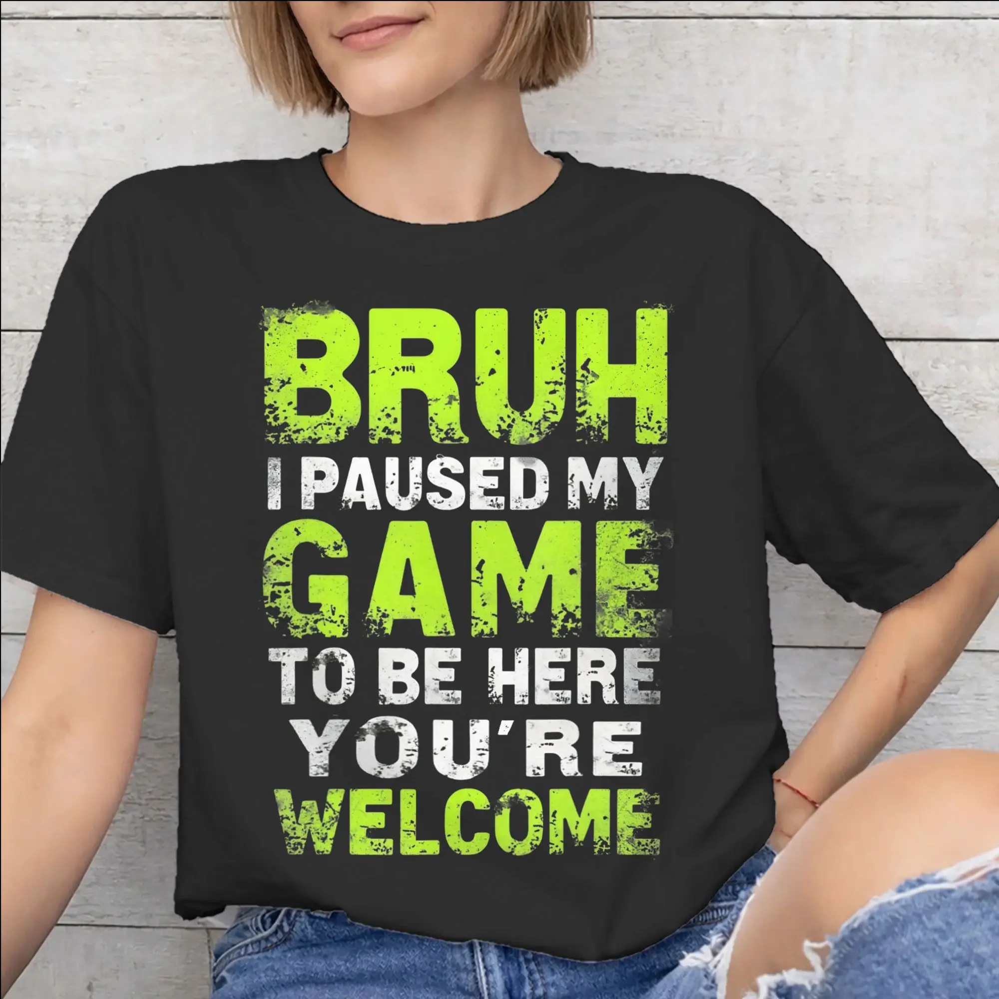 I Paused My Game To Be Here Graphic Printed T Shirt Men Women  Pure Cotton  Tee Shirt Clothes