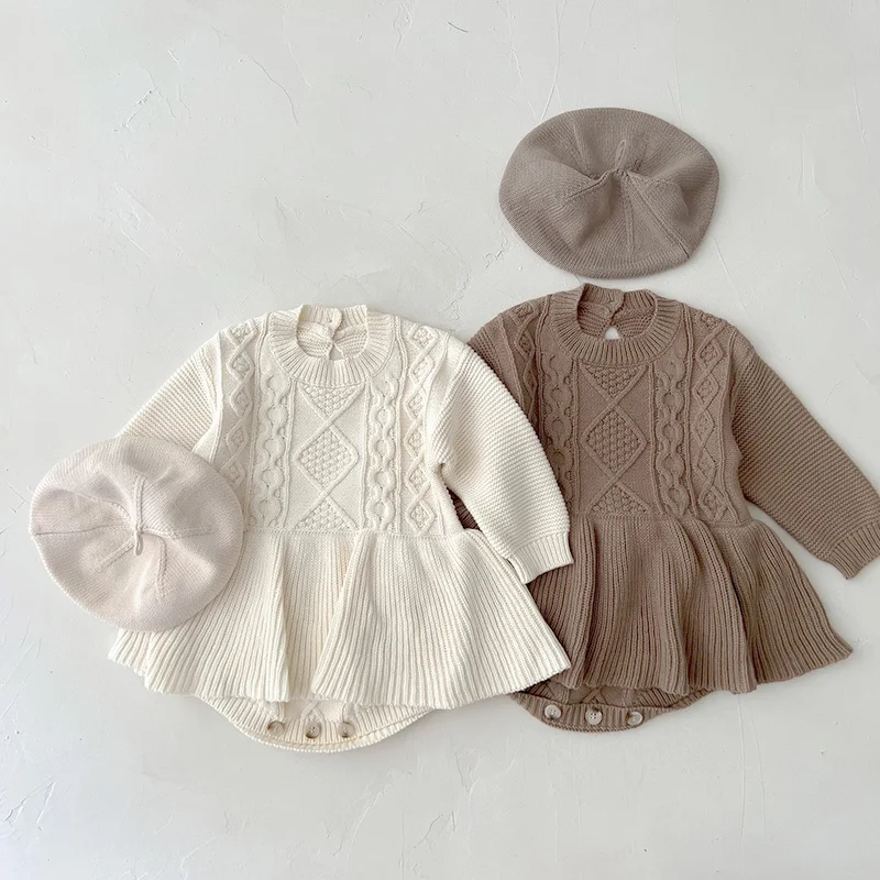 MILANCEL Autumn Baby Clothes Infant Girl Knitwear Vintage Baby Bodysuits Ruffle Toddler Sweater