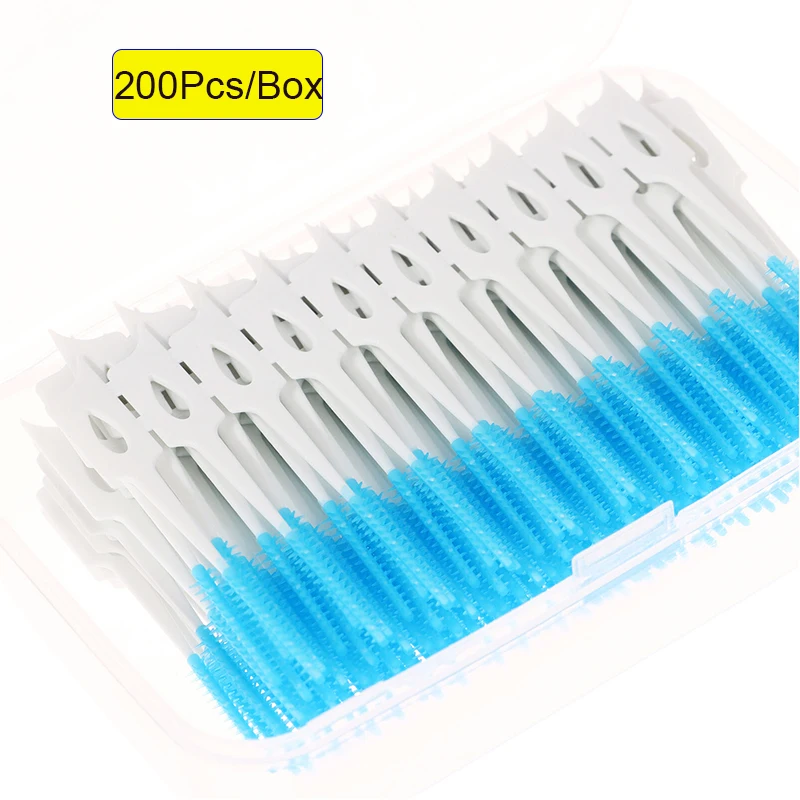

200 Pcs/box Silicone Interdental Brush Super Soft Dental Cleaning Brushes Teeth Cleaner Dental Floss Toothpicks Oral Care Tools