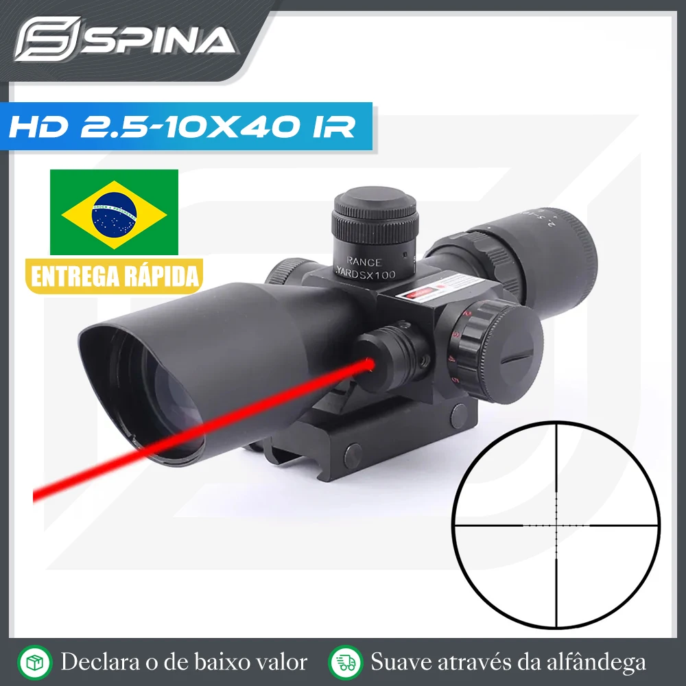 

SPINA OPTICS HD 2.5-10X40 Red Green Dual Illuminated Mil-dot Rifle Scope With Red/Green Laser Sight 20mm Rail Fit AR15.CQB.556