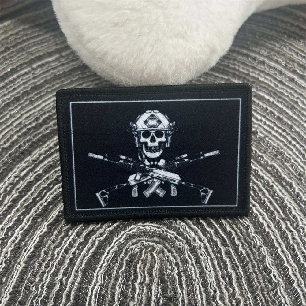 Punisher Skull Morale Badge Double Gun Sniper Tactical Patch Military Armband Hook Loop Clothing Backpack Sticker