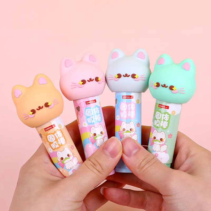 Kawaii Cat'S Pva16pcs adhesivo sólido pequeño suministros de oficina de dibujos animados 9g barra de pegamento para estudiantes papelería esencial para el inicio de la escuela