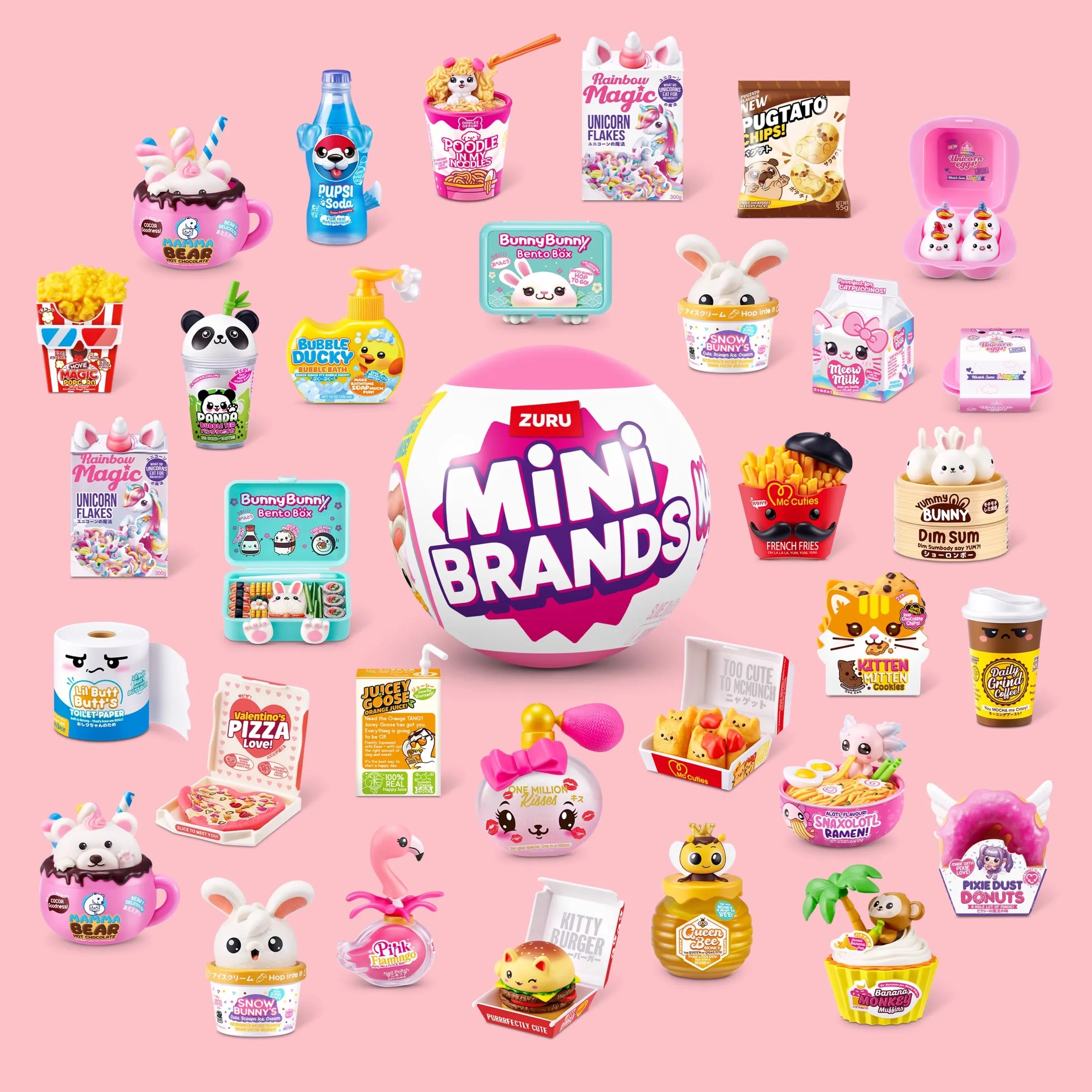 Zuru Mini Brands 5 Surprise Kawaii Inside Blind Box Finger Tip Collector'S Kawaii Balls Rabbit Panda Action Figure Miniature Toy