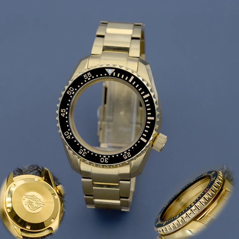 NONE Gold Armband Uhrenteile Solides Gehäuse 316L Edelstahl Uhrenarmband Passend für SPB185/187 Taucheruhrengehäuse für NH35 NH36 Moveme 9