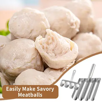 Nástroj na výrobu masových kuliček 4 v 1 z nerezové oceli - profesionální naběračka a forma na masové kuličky pro domácí maso s ergonomickou rukojetí 6 nejlepší prodej výrobník masových kuliček - №2