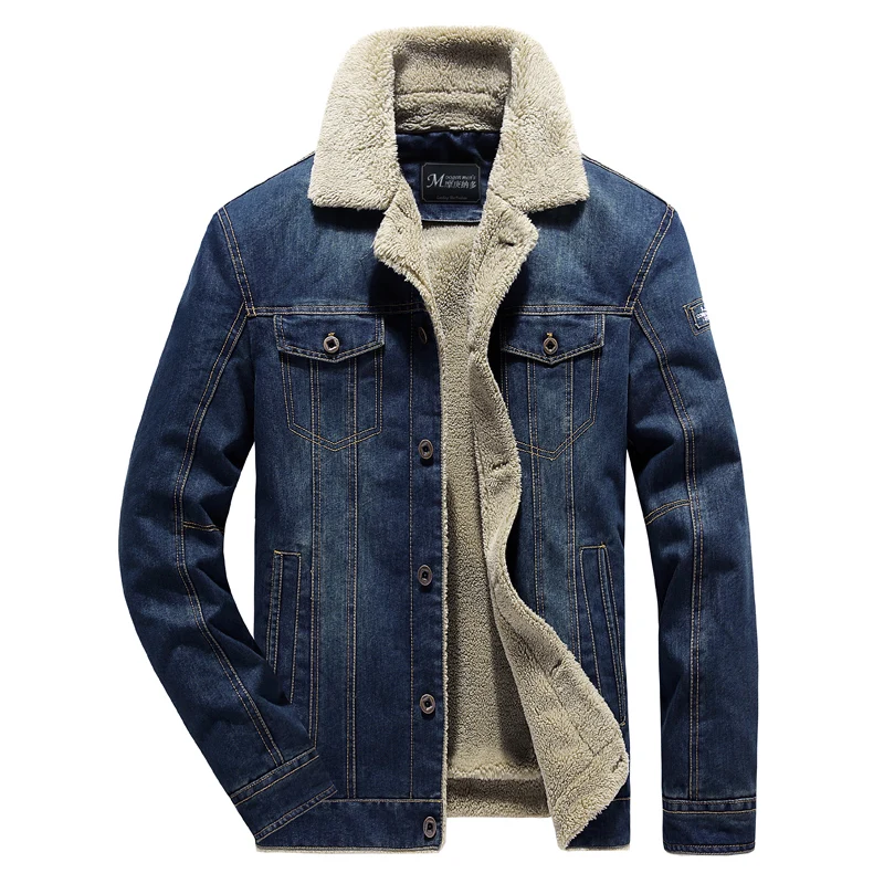 

Jean Jacket Men Thick Streetwear Denim Bomber Jackets Coat Male Vintage Blue Men's Plus Outwear Velvet Single Breasted Windbreak