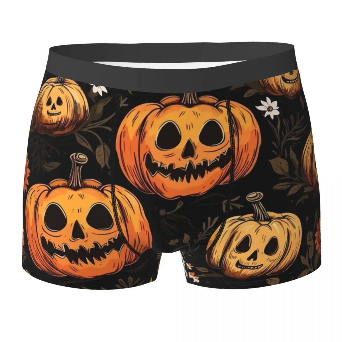 Halloween Pumpkins Underwear Flowers Print Men Shorts Briefs Classic Boxershorts Trenky Sublimation Plus Size Panties