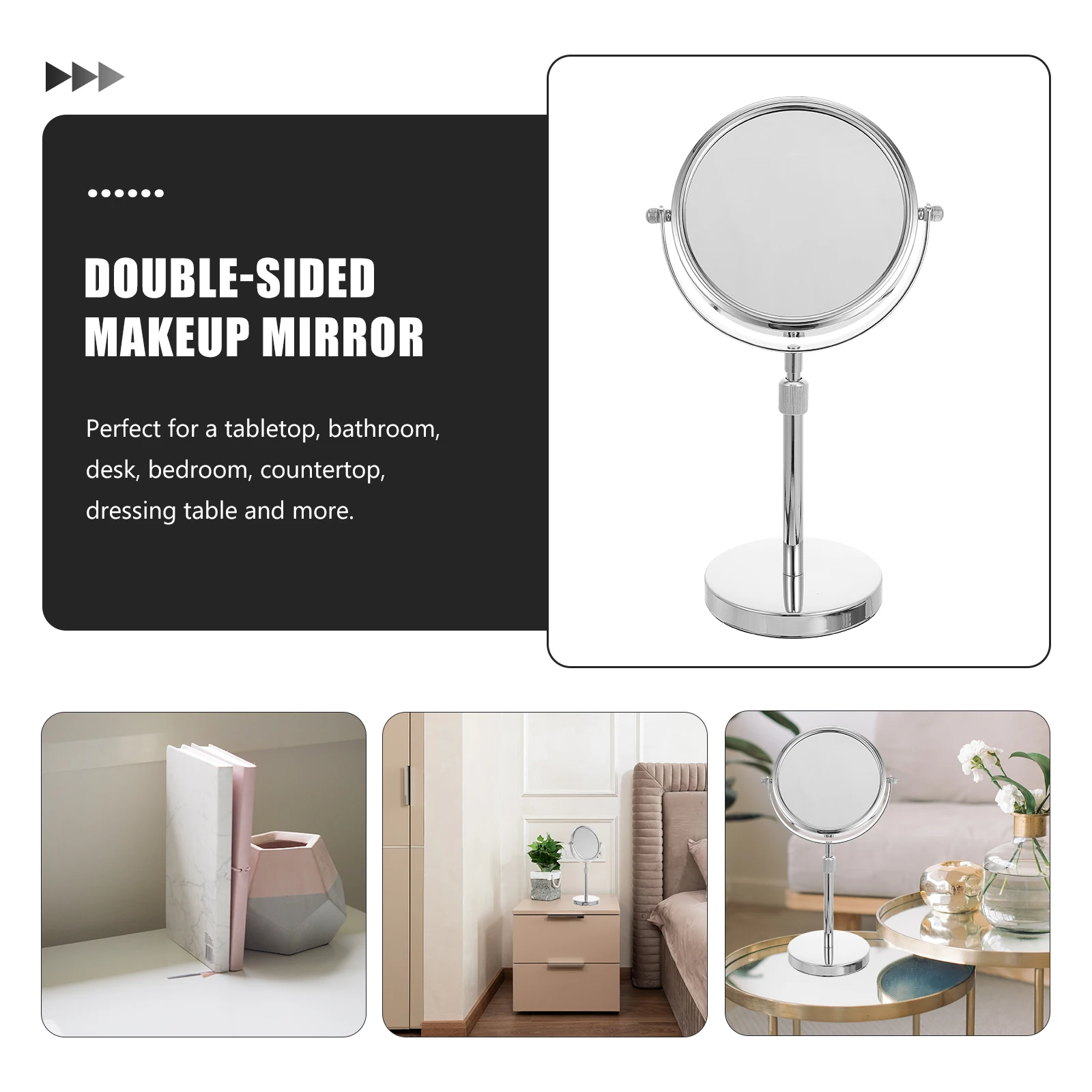 Espejo de maquillaje estirable, tocador de escritorio giratorio de Metal redondo, reflexión clara, decoración cosmética, dormitorio, uso doméstico