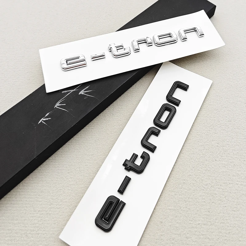 3D ABS Car Letters e-tron Logo Rear Trunk Badge Emblem Decals Sticker For e-tron 30 40 45 50 55 Q4 Q8 GE FZ JK1 Accessories