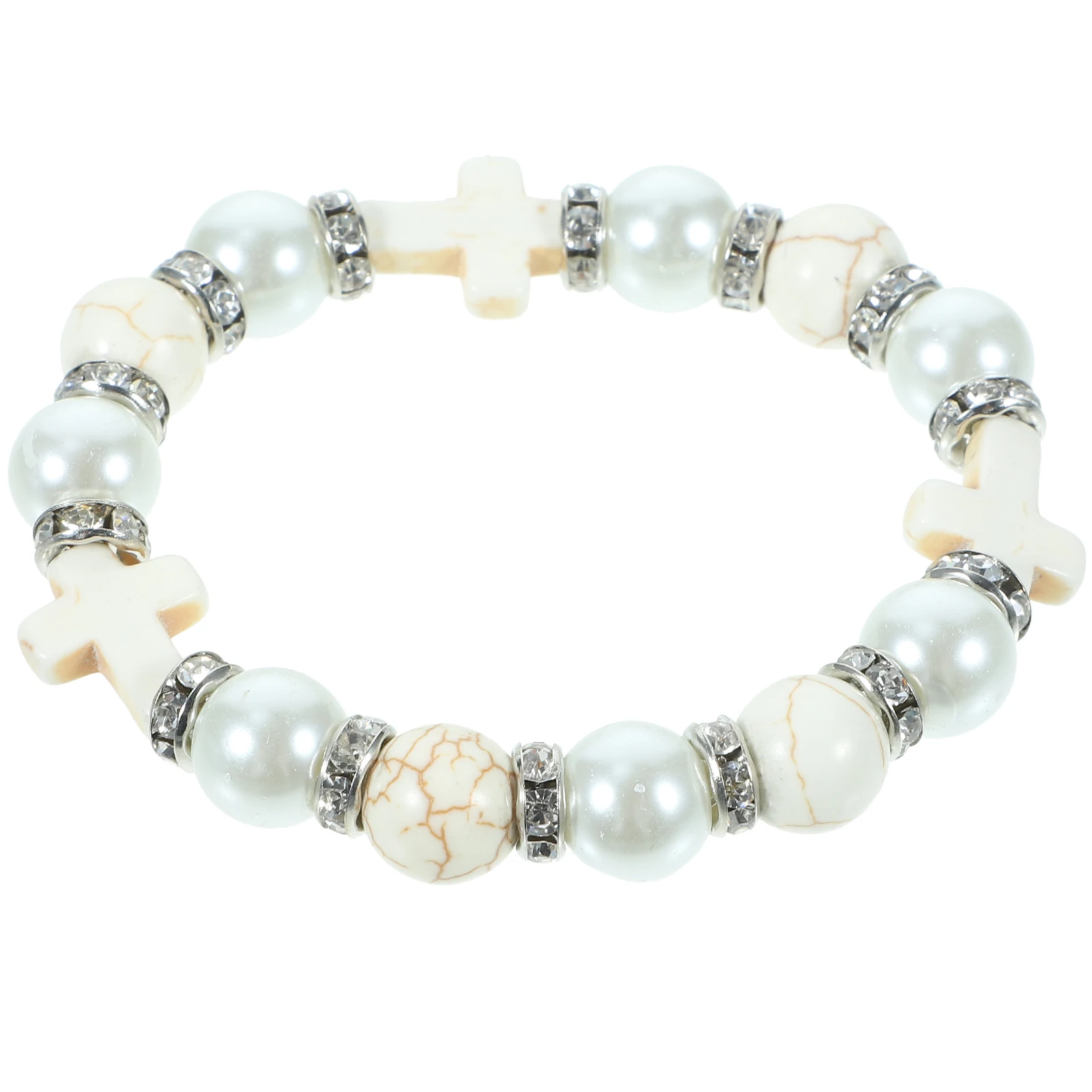 

1pcs Pearl Bracelet Beaded Stone White Charm Vintage Men Women Religious Elastic Jewelry Accessories