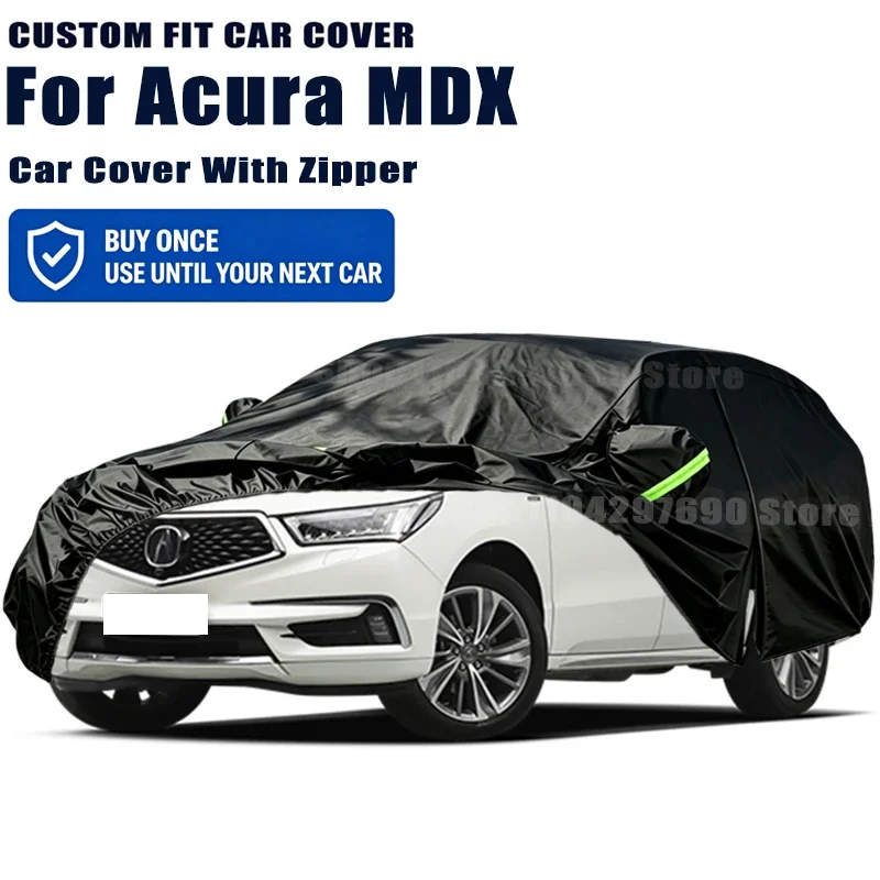For Acura MDX Outdoor Full Car Cover With Zipper Snow Cover Sunshade Waterproof Dustproof Exterior Protection