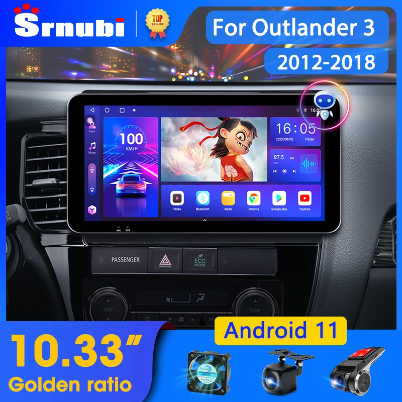 

Srnubi 10.3" Android 11 Car Radio for Mitsubishi Outlander 3 2012-2018 Multimedia Player 2 Din Carplay Stereo GPS DVD Head Unit