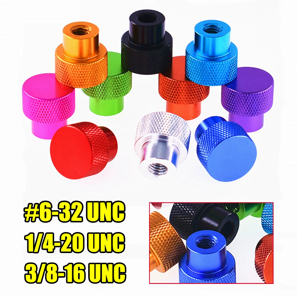 

1Pcs #6-32 1/4-20 3/8-16 UNC Blind Hole Aluminum Thumb Nuts Frame Hand Tighten Flange Nut Step Knurled Thumb Nut