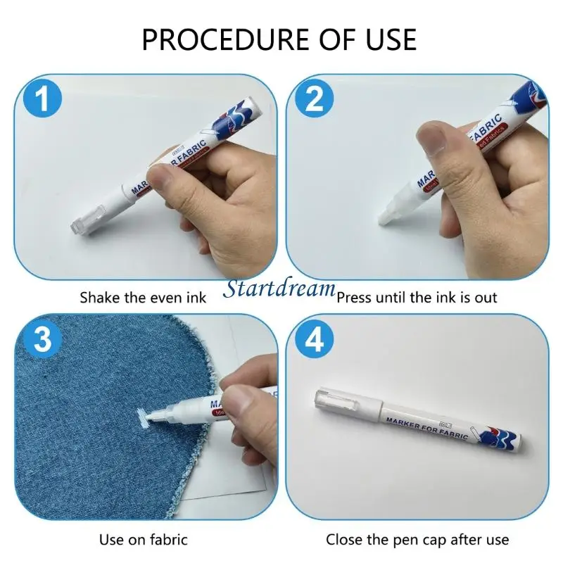 Fabric Marker For Drawing on Leather Canvas Jeans Quick Dry Water Resistant K92C