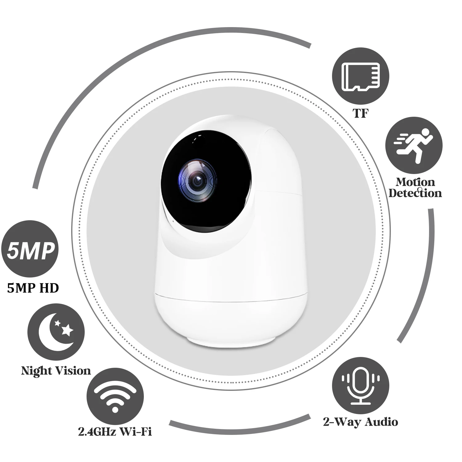 كاميرا IP 5 ميجابكسل PTZ WiFi كاميرا منزلية داخلية للأطفال/كبار السن كاميرا مراقبة حماية أمنية تتبع تلقائي كاميرا CCTV