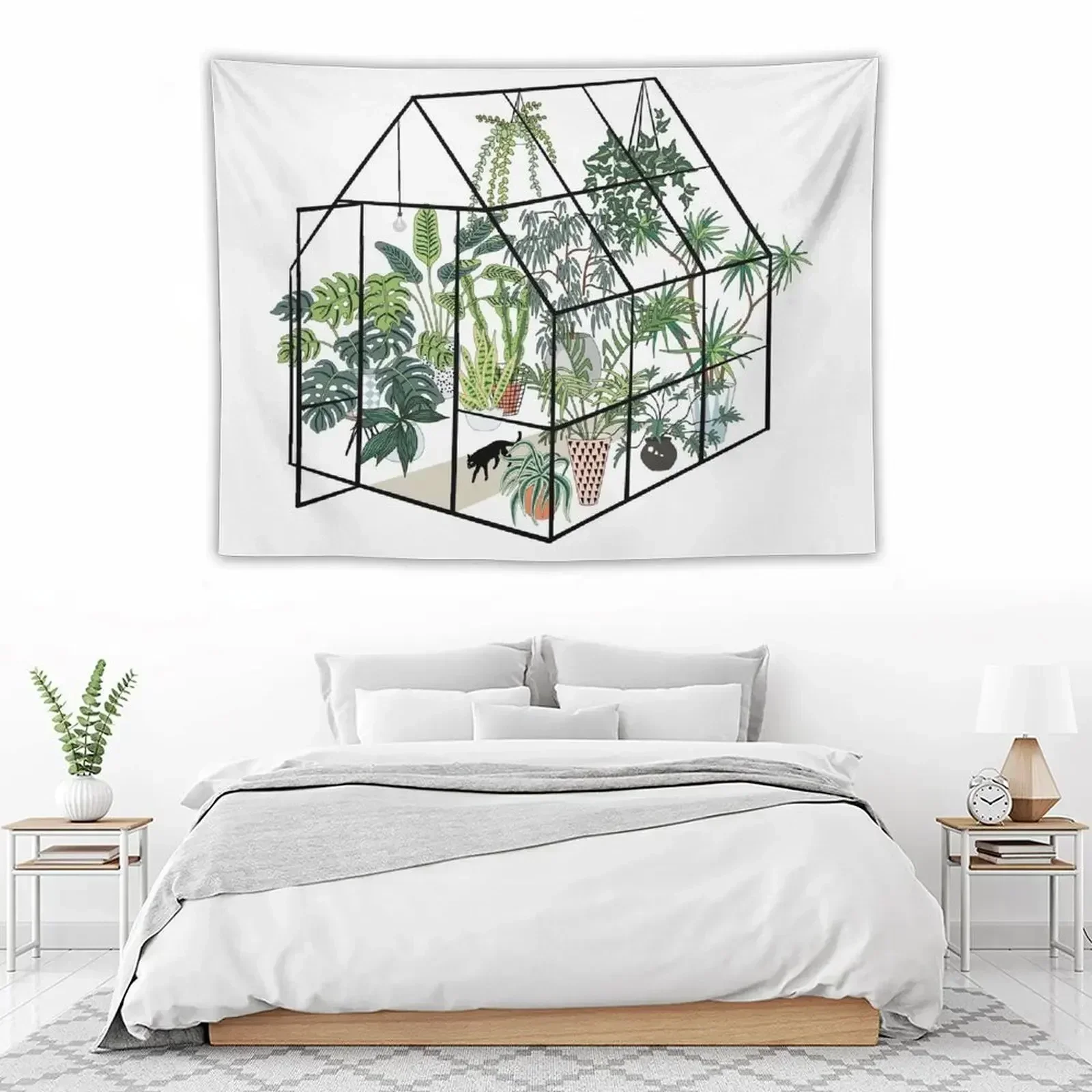 

greenhouse with plants Tapestry Wall Mural Bedroom Decoration Aesthetic Room Decor Home And Comfort Decor Tapestry