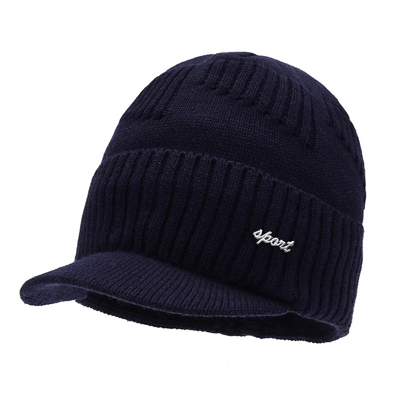 Unisex Warm Winter Hats Stylish Add Fur Lined Soft Beanie Cap With Brim Thick Winter Knitted Hats For Men & Women Dropshipping