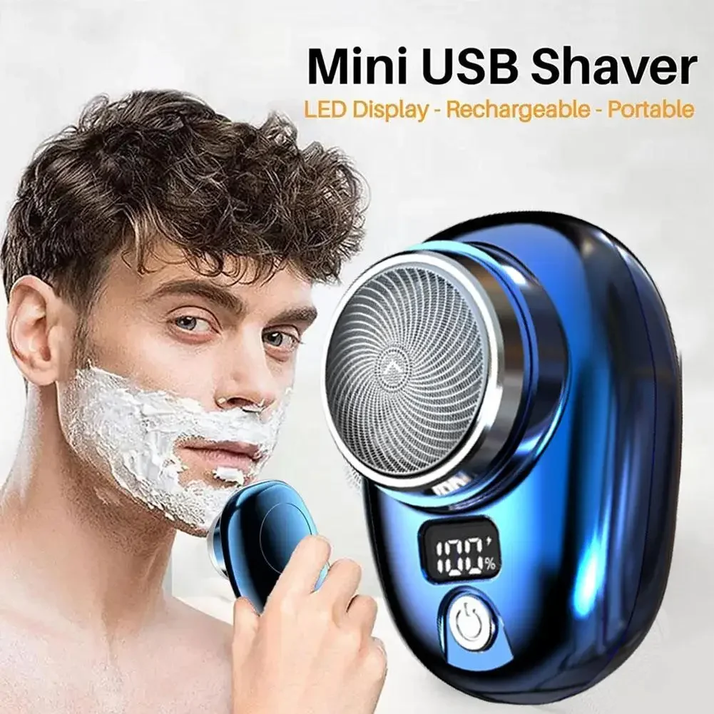 Mini maquinilla de afeitar eléctrica para hombre, afeitadora montada en vehículo con pantalla Digital, lavable, inalámbrica, recortadora de barba y cara de bolsillo para viaje