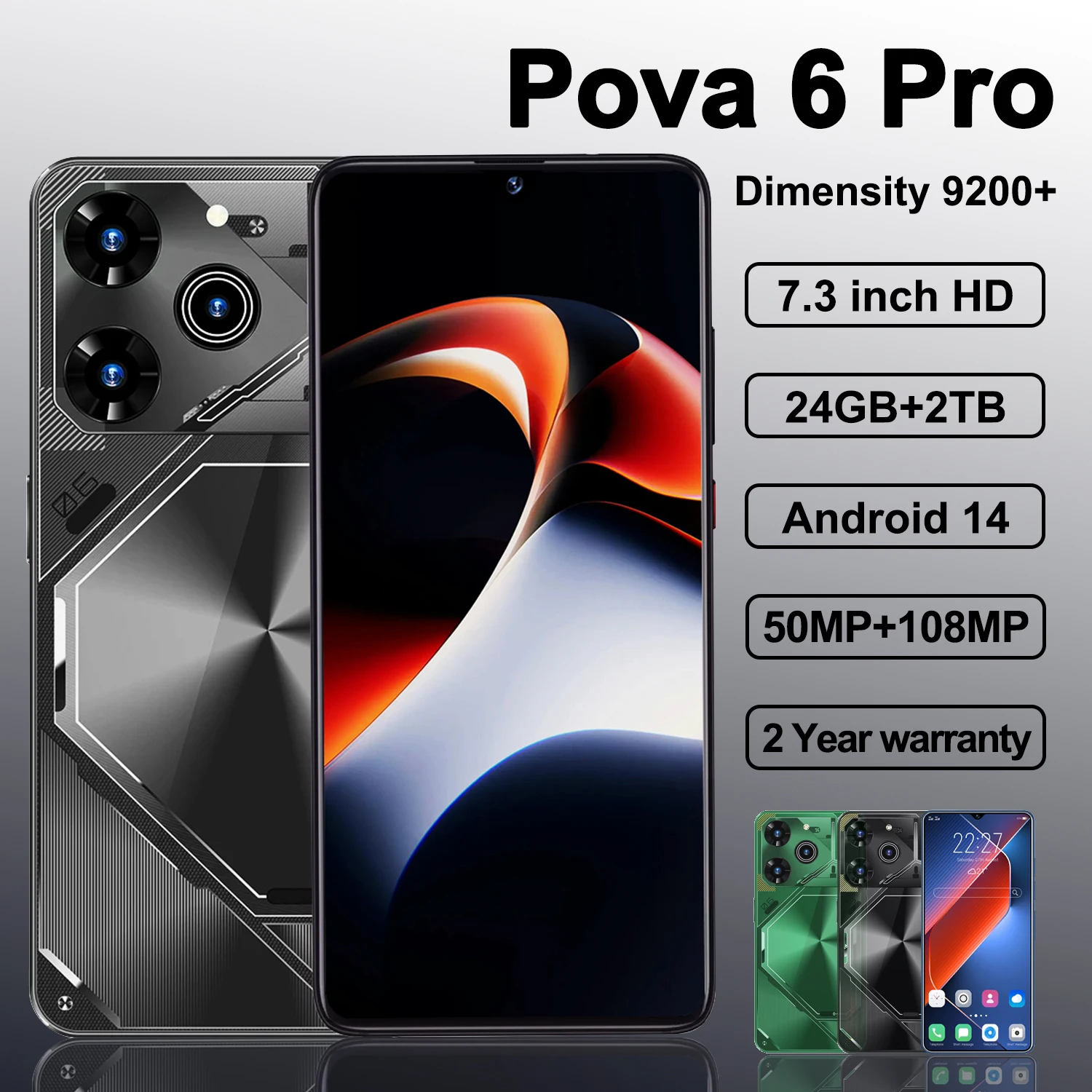 هاتف ذكي Pova 6 Pro أصلي ، 5G ، Dimensity9200 ، 16 جيجا بايت ، 1 ، هاتف خلوي ، ثنائي الأبعاد ، هواتف محمولة ، 50 + VA ، أندرويد 14 ، مفتوح ، NFC