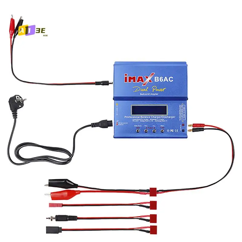 A13E-для IMAX B6AC 80 Вт RC Balance Charger + T Plug Cable Digital Li-Life Nimh Nicd PB Lipo Battery Discharger EU Plug Easy To
