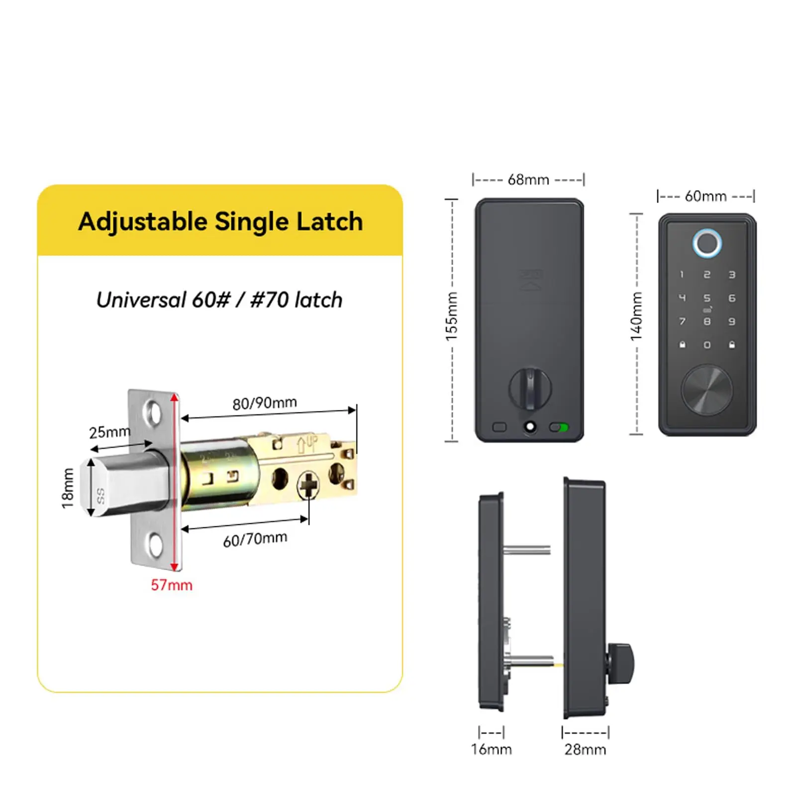 Smart Lock Fingerprint Door Lock Keyless Entry Door Lock ttlock app Control Electronic Touchscreen Keypad Smart Deadbolt lock