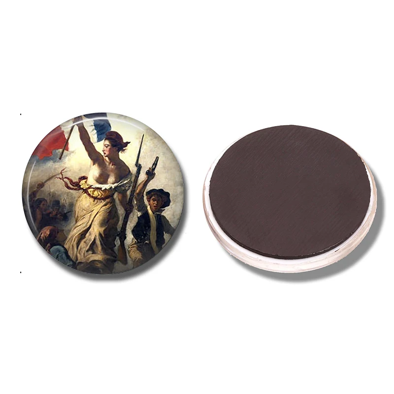 Liberty Leading The People 30 MM Fridge Magnet Eugene Delacroix Painting Glass Dome Magnetic Refrigerator Stickers Note Holder