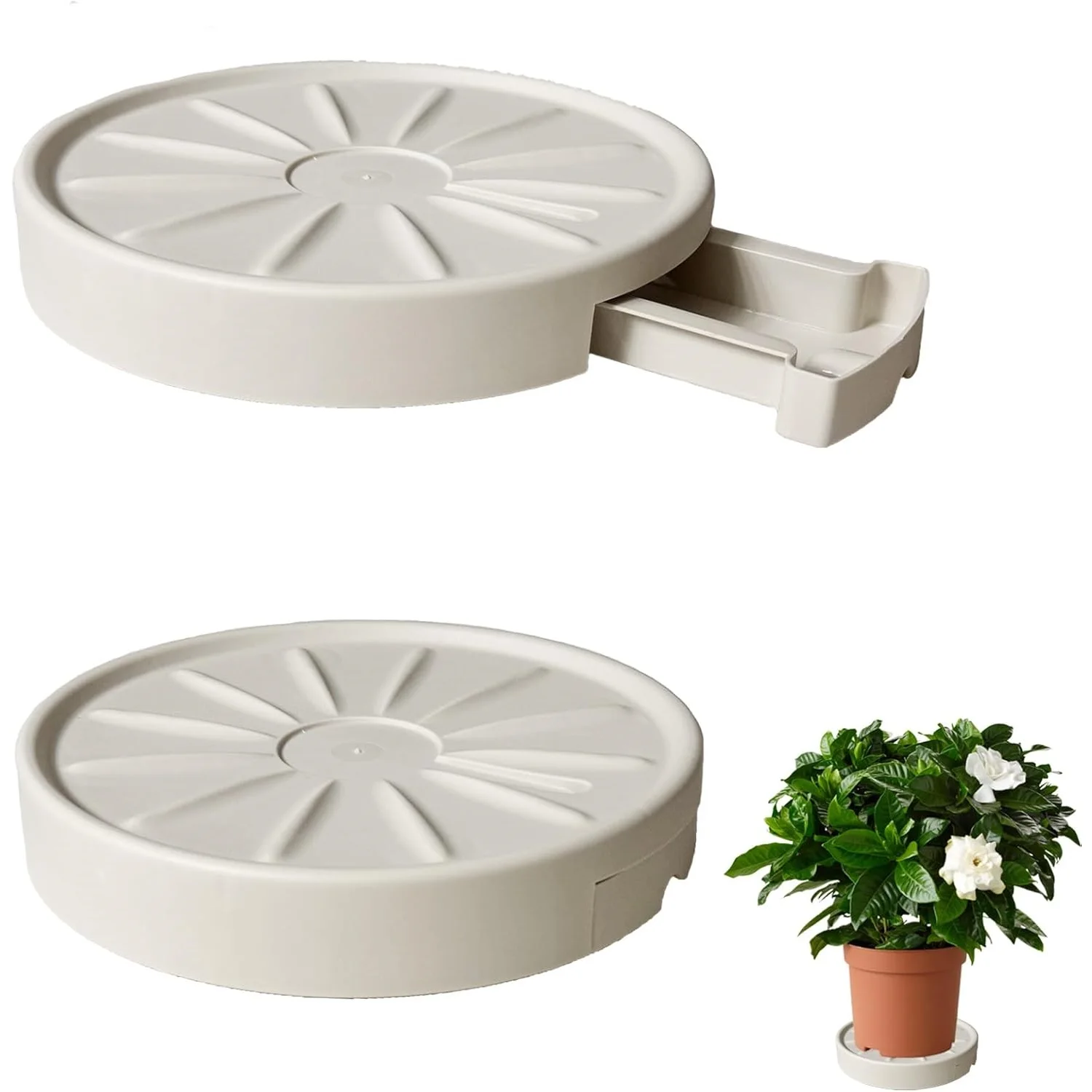 

Подставка для растений Caddy со скрытыми колесами, уличные круглые вращающиеся ролики, сверхмощная тележка, большие дренажные подносы для помещений, без отверстий