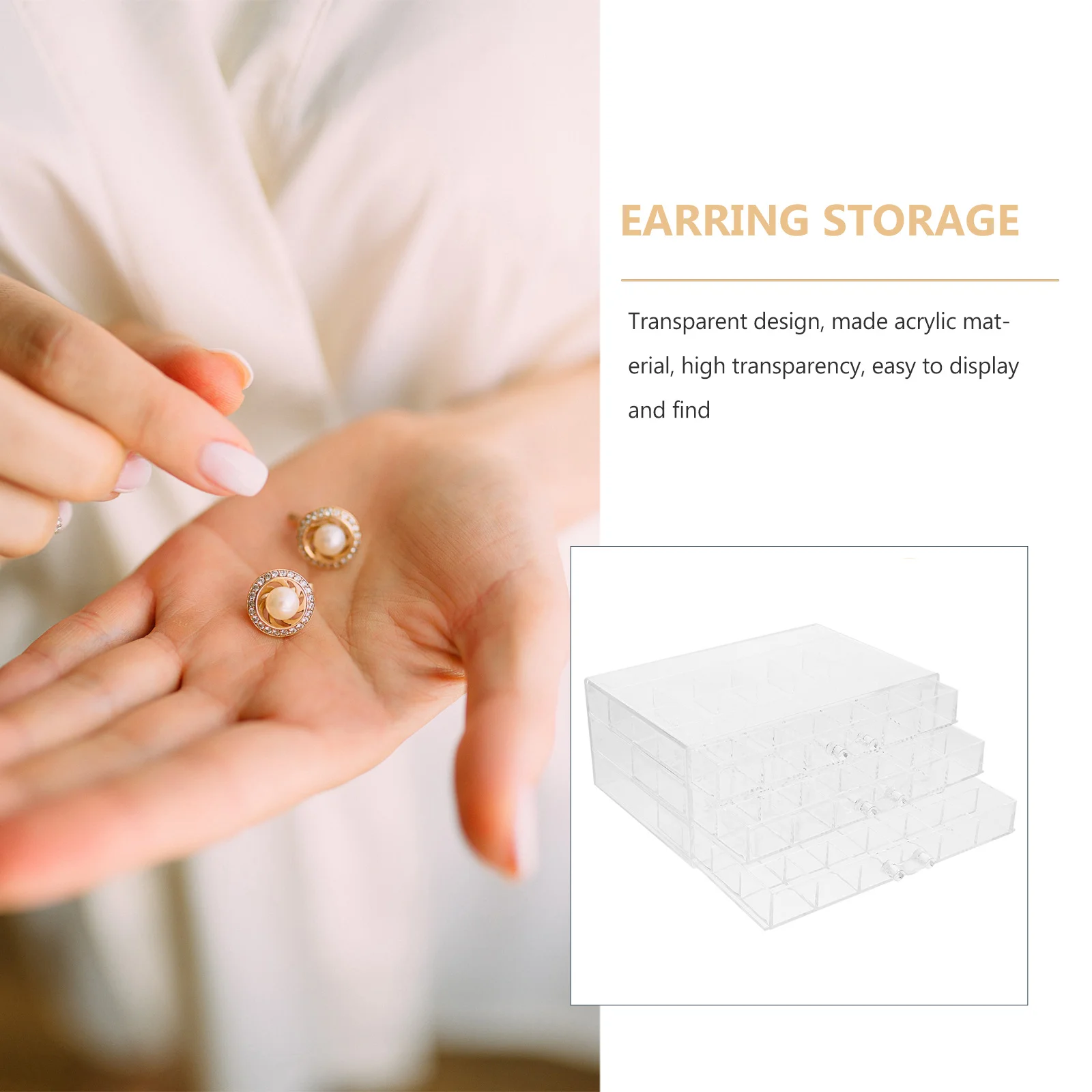 

72 Grids Acrylic Jewelry Organizer Clear Earring Storage Transparent Display Multi-Function Bead Organizer Earring Storage