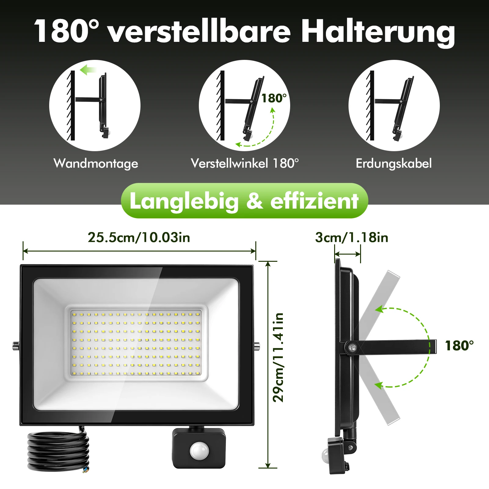 LED-Flutlicht mit Bewegungssensor für den Außenbereich, wasserdicht, 10W-200W, ultrahell, geeignet für Gärten, Terrassen und Straßen, Sicherheitsscheinwerfer