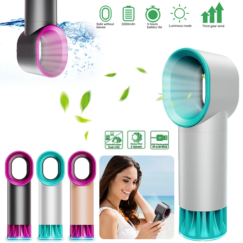 Mini Air Fan Lashes Extensions Drying Eyelash Fans USB Cable Ceiling No Leaf Handy 360 Mute Portable Bladeless Handheld Cooler