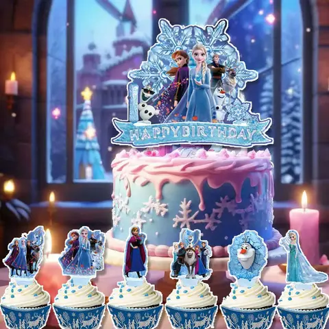 Decoraciones de pasteles de Frozen, tema de Elsa, Anna, Olaf, suministros para fiesta de cumpleaños para niños, regalo para Baby Shower, selecciones de magdalenas