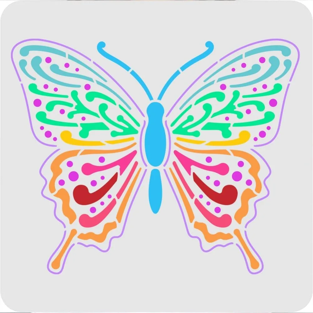 Butterfly Stencils Wall Decoration Template 11.8x11.8 inch Plastic Butterfly Drawing Painting Stencils Templates Square Reusable