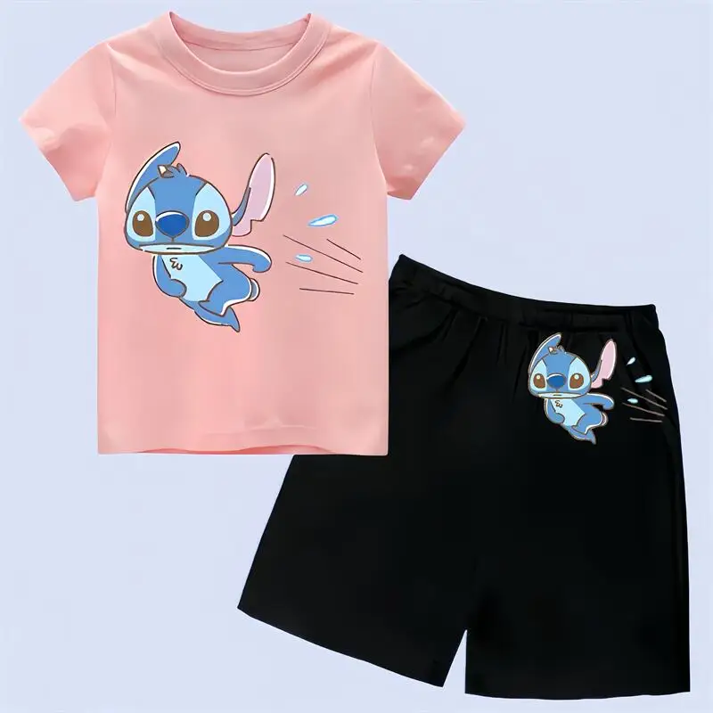 

"Stitch's World: Boys & Girls Cartoon-themed Shirt and Shorts"