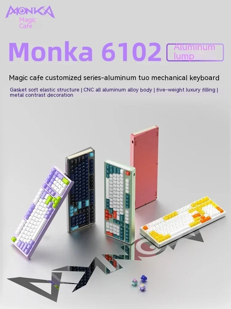 Monka 6102 Mechanical Keyboard Kit Wired Hot Swap Rgb Gasket Structure RGB Aluminium Alloy 102keys Customized Gaming Keyboard